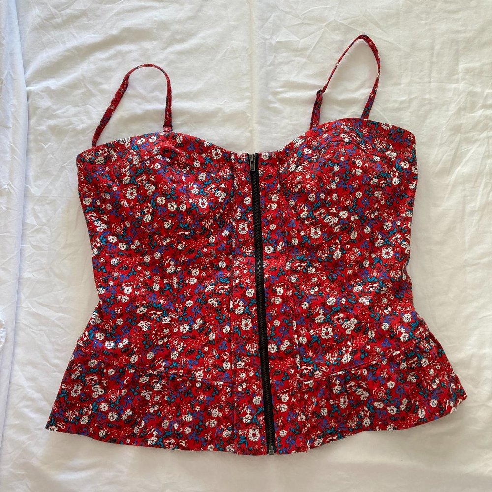 INC Red flowered top - size 10